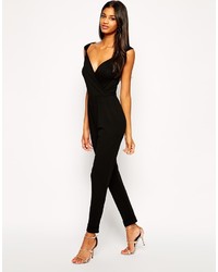 Asos Collection Wrap Plunge Jumpsuit With Cap Sleeves
