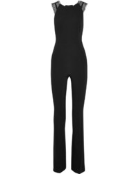 Roland Mouret Cross Lace Trimmed Stretch Crepe Jumpsuit Black
