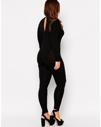 Asos Curve Bodyfit Jumpsuit With High Neck In Mesh