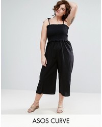 Asos Curve Curve Jumpsuit In Cotton With Shirred Bodice