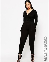Asos Curve Wrap Jumpsuit With Long Sleeves