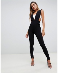 PrettyLittleThing Cut Out Jumpsuit In Monochrome