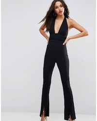 Asos Jersey Jumpsuit With Halter Neck And Plunge Detail