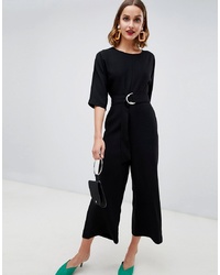 Warehouse Jumpsuit With D Ring Belt In Black