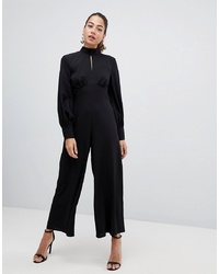 ASOS DESIGN Jumpsuit With High Neck And Blouson Sleeve With Keyhole