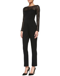 Black Halo Justyne Woven Mesh Inset Jumpsuit