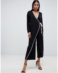 ASOS DESIGN Kimono Jumpsuit With Tipping And White