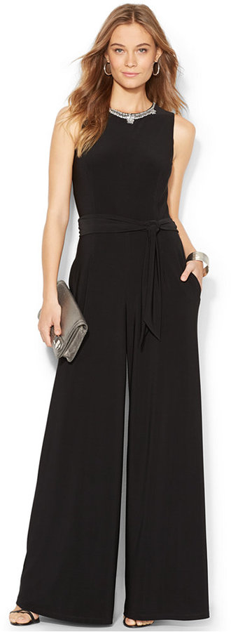 Lauren Ralph Lauren Embellished Wide Leg Jumpsuit | Where to buy & how ...