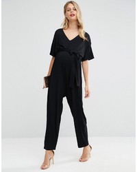 Asos Maternity Belted Jumpsuit With Kimono Sleeve