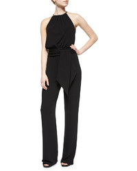 Michl Kors Collection Belted Stretch Crepe Jumpsuit