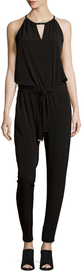 MICHAEL Michael Kors Michl Michl Kors Logo Halter Jumpsuit Black, $119 |  Last Call by Neiman Marcus | Lookastic