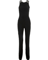 Thierry Mugler Mugler Open Back Embellished Crepe Jumpsuit Black