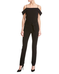 Theory Off The Shoulder Crepe Jumpsuit Black