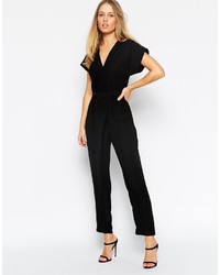 Asos Petite Jumpsuit With Wrap Collar And D Ring Belt