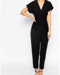 Asos Petite Jumpsuit With Wrap Collar And D Ring Belt