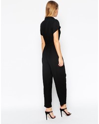 Asos Petite Jumpsuit With Wrap Collar And D Ring Belt