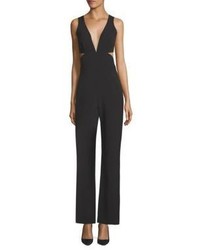 Laundry by Shelli Segal Plunging V Neck Peek A Boo Jumpsuit