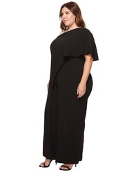 Adrianna Papell Plus Size One Shoulder Flutter Sleeve Jumpsuit With Side Slit Leg Jumpsuit Rompers One Piece