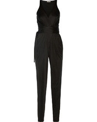 Issa Rubell Wrap Effect Silk Blend Jersey Jumpsuit