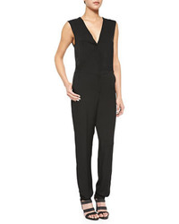 Theory Sibby Sleeveless V Neck Georgette Jumpsuit