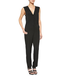 Theory Sibby Sleeveless V Neck Georgette Jumpsuit