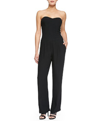 Cynthia Vincent Strapless Pleated Full Length Jumpsuit