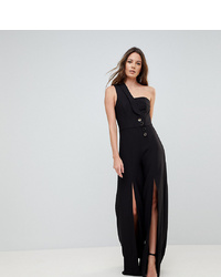 Asos Tall Tux Jumpsuit With One Shoulder And Split Leg Detail