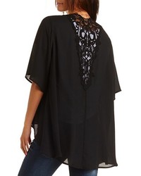 Charlotte Russe Embroidered Back High Low Kimono Top