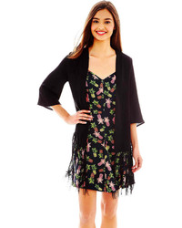 Nanette Lepore L Amour By Lamour By Elbow Sleeve Fringe Trim Kimono