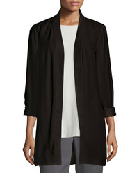 Eileen Fisher Silk Georgette Kimono Jacket Black