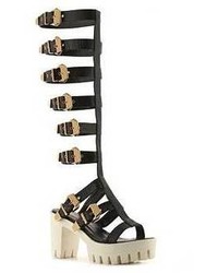 Black Knee High Gladiator Sandals: Privileged Rambler Gladiator Sandal