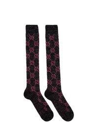 Gucci Black Lame Gg Socks