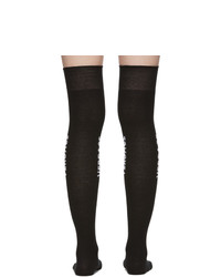 Versace Black Ruffle Over The Knee Socks