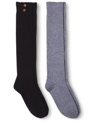 Merona Knee High Socks Black Knitmarble 2 Pack