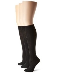 Nine West Textured And Solid Flat Knit 3 Pair Pack Knee High Sock