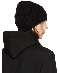 Versace Black Cable Knit Beanie