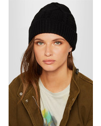 Frame Cable Knit Wool And Cashmere Blend Beanie Black