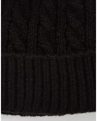 Asos Collection Cable Faux Fur Pom Beanie