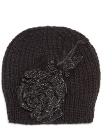 Jennifer Behr Crystal Rose Knit Beanie Hat