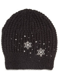 Jennifer Behr Crystal Snowflake Knit Beanie Hat