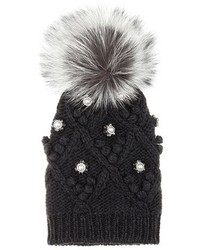 Dolce & Gabbana Embellished Cashmere And Fur Knitted Beanie