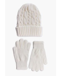 Boohoo Eve Chunky Knit Beanie Scarf Glove Set