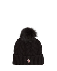 Moncler Grenoble Fur Pompom Wool Beanie Hat