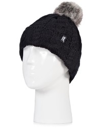 Heat Holders Heat Holders Cable Knit Rolled Pom Pom Beanie