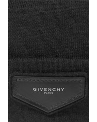 Givenchy Leather Trimmed Ribbed Knit Beanie Black