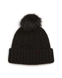 UGGR Collection Ugg Pompom Cable Genuine Shearling Beanie