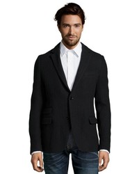 Gucci Black Rib Knit Effect Wool 2 Button Front Blazer