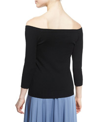 Milly 34 Sleeve Knit Top Black