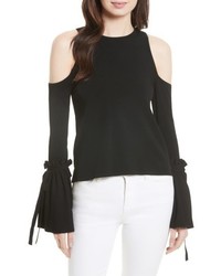 Milly Cold Shoulder Knit Tie Sleeve Top