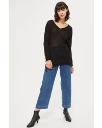 Topshop Knitted Longline Lattice Top